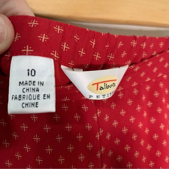 Talbots 2 Pcs Silk Pant & Tank Set Size 10P Red and Gold - Picture 8 of 10